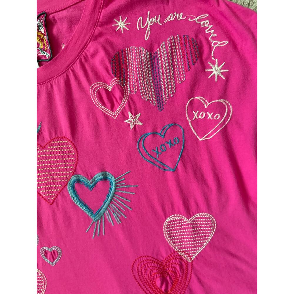 Johnny Was Amour Short Sleeve Embroidered Tee Size Large - Picture 10 of 11